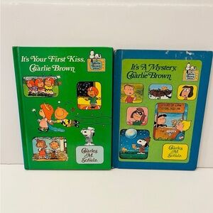 A Charlie Brown Special Lot of 2 Vintage Books It's Your First Kiss & Mystery